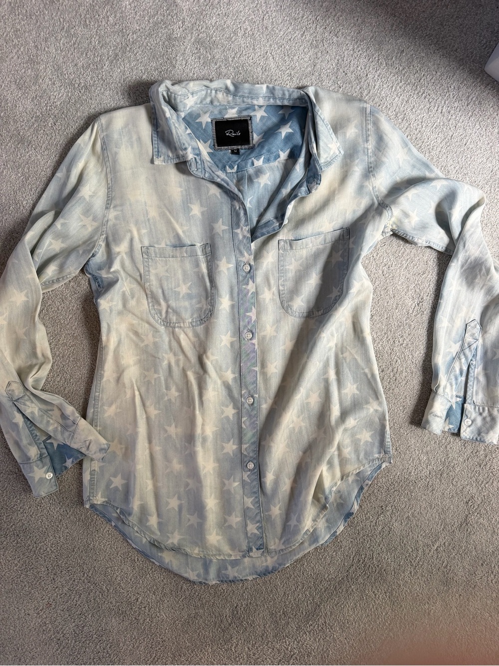 Rails Light Blue Star-Print Denim Shirt